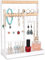porte bijoux, Support à bijoux avec plateau pour ranger de longs colliers, bracelets, bagues, montres, accessoires – Blanc