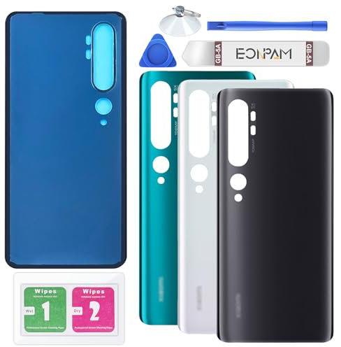 Eonpam Vitre Arrière pour Xiaomi Mi Note 10 / Mi Note 10 Pro Origine Couvercle Batterie Remplacement avec Kit Réparation (Noir)