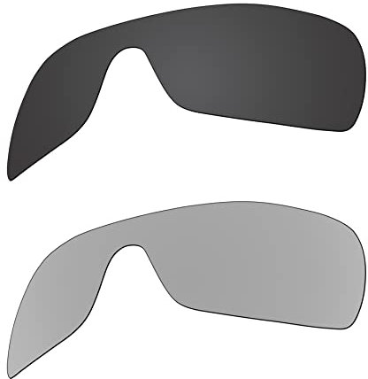 EZReplace Verres polarisés de rechange pour lunettes de soleil Oakley Batwolf OO9101, Noir charbon + métal argenté, taille unique