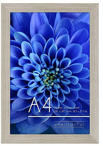 Americanflat Bilderrahmen A4 - Treibholz - DIN A4 Bilderrahmen Verbundholz mit Splitter Festem Glas - Horizontale und Vertikale Formate für die Wand und den Tisch