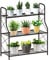 Mutool 3 Tier Metal Plant Stand, Ladder Shelf for Outdoor Indoor Plant, Corner Plant Shelf Ladder Planter for Garden Balcony & Patio, Bronze
