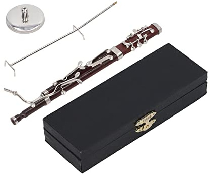 Fagott Instrument Modell, Miniatur-Fagott-Nachbildung mit Ständer und Fall Mini-Musik Instrument Modell Puppenhaus Modell Mini Fagott Haus Ornament