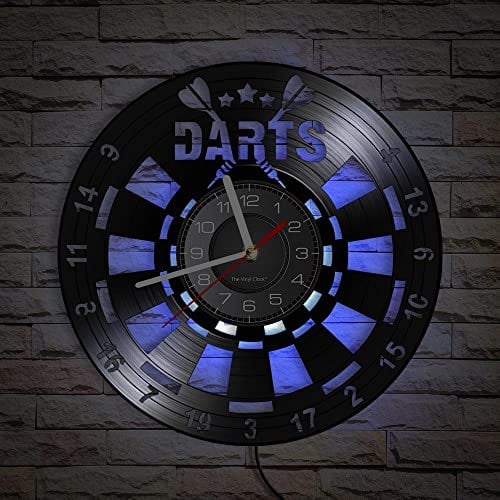 Smotly Vinyl-Wanduhr, 30,5 cm, Nachtlicht-Atmosphäre, kreatives Design der Dart-Wanduhr, geeignet für die Dekoration von Wänden. (mit Licht/Geschenk: Haken + Geschenktasche)