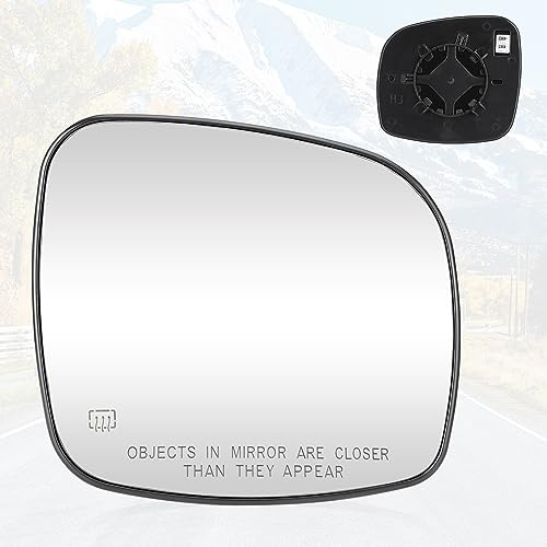 Youxmoto Mirror Glass Passenger Right Side - Heated Glass Fit for Chrysler Town & Country, Dodge Grand Caravan, RAM C/V; Compatible with 68026177AB