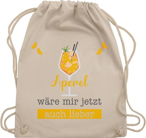 Shirtracer Turnbeutel Rucksack - Statement Taschen - Aperol wäre mir jetzt auch lieber - Aperol Geschenk Lustig - Unisize - Naturweiß - spritz - sprüche statements cocktail stoffrucksack tour beutel