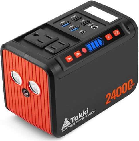 Takki 88.8Wh - Estación de energía portátil con batería de litio, generador solar con 120 W pico de salida de CA batería de respaldo para camping, uso doméstico y emergencia (panel solar opcional)