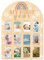 ORIGACH Tableau en bois « My First Year » – Cadre photo pour 12 mois de nouveau-né – Décorations de 1er anniversaire de bébé pour garçon et fille – Motif arc-en-ciel et fleur