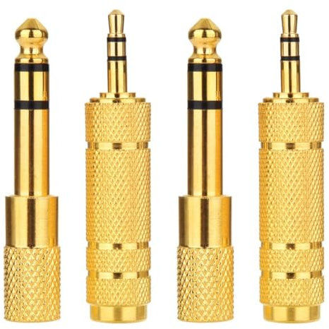 Kjzeex 4 Pack Headphone Adapter Jack, 6.35mm (1/4) inch Male to 3.5mm(1/8) inch Female,Stereo Jack Adapter 3.5mm Male to 6.35mm Female Plug Adapter Headphone Jack Converter Aux to Jack Adapter