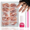 MrCuvaryas 240 Stück French Press On Nails Short Almond, Full Cover Nageltips Kurz für Gelnägel, Fingernägel Fake Nails mit Kleber Acryl Nagel Tips Nägel Zum Aufkleben (Gold Tip, 240pc)