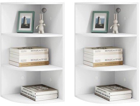 WOLTU Eckregal hängend 2er Set, Schweberegale Wandregal weiß, Hängeregal 4 Etagen, Bücherregal Küchenregal Wand, für Eingang Wohnzimmer Schlafzimmer Küche Büro, RG9512ws-2