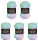 5 x 100g Wollbiene Batik Fine 500 Gramm Wolle mit Farbverlauf mehrfarbig Multicolor Strickwolle Häkelwolle (2010 grün rosa weiß pastell)