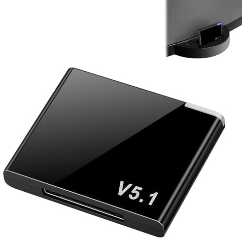 Edksegjcsous 30 Pin Bluetooth 5.1 Adapter Receiver, Wireless Portable Mini Audio Music Receiver, Compatible with Bose SoundDock and Other 30 Pin Speakers, Black