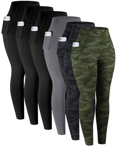 LZYVOO Leggings mit Taschen für Damen, 6er-Pack, weich, hohe Taille, Bauchkontrolle, Workout, Yoga-Hose