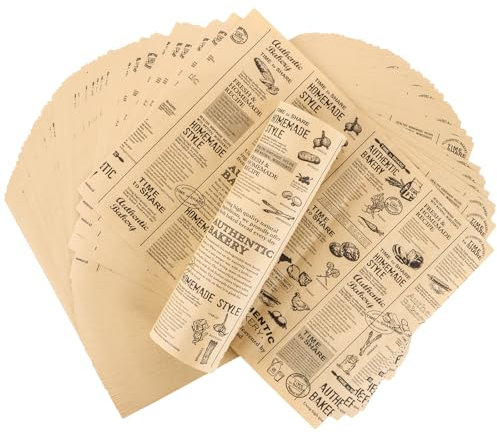 LOPYXBR 400 Blätter Backpapier Zeitungsoptik, 38x28cm Bedrucktes Backpapier für Lebensmittel, Backpapier Bedruckt, Einweg Backpapier für Pommes frites, Burger, Sandwiches, Kuchen