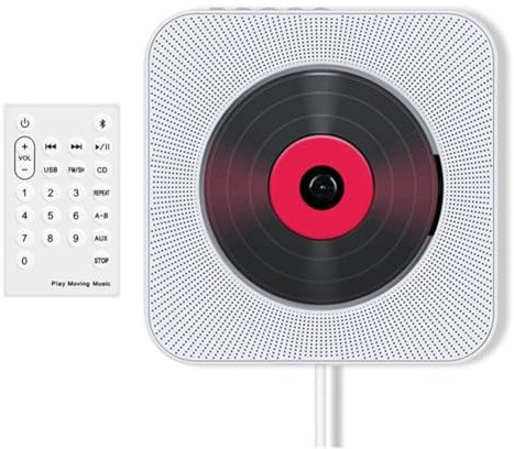 Fangxuee Lecteur CD Audio Radio FM Répéteur Domestique Lecteur CD pour Voiture/Voyage Audio Domestique avec Haut-Parleur Stéréo B Prise EU