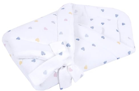 Babylux Einschlagdecke Musselin BABYHÖRNCHEN 75 x 75 cm Baby Neugeborene Erstaussttatung Umschlagdecke (D4 Bunte Herzen)