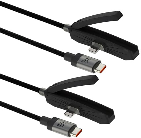 Pack de 2 Cables de carga rápida 3 en 1 con soporte invisible, Lig htni ng