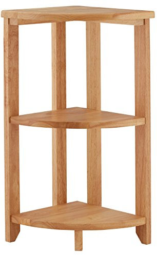 Premier Housewares Shelving Unit / Wooden Corner Shelf Unit / Bathroom Shelf / Plant Stand - 3 Tier, Brown, H66 x W30 x D30cm