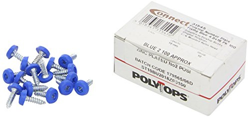 Connect 31545 Number Plate Screw 10 x 3/4 Blue Polytop 100pc
