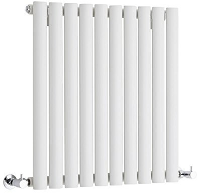 Milano Aruba White Horizontal Single Oval Panel Radiator - 635mm x 595mm