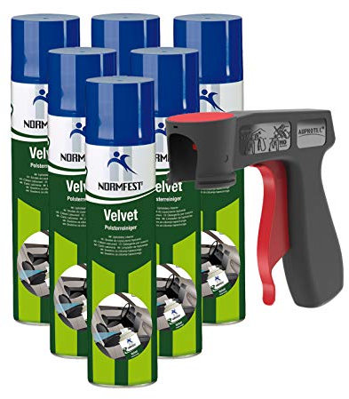 AUPROTEC Pistolengriff + Normfest Polsterreiniger Velvet Auto Innenreiniger Fleckenentferner Reiniger Schaum 6X 400ml