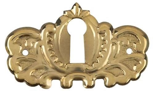 Dekorativer Schlüsselloch-Einsatz aus geprägtem Messing | 4,8 cm B x 3,8 cm H | Schlüssellochabdeckung Rosette für Schranktür, Kommoden, Schubladen, Schreibtisch | Antike, moderne Möbelbeschläge |