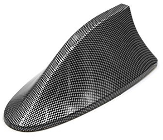 sourcing map Antenne Aileron Requin FM Noir/Gris 1pc pour Voiture Plastique | Longueur 170mm, Largeur 75mm, Hauteur 63mm, AM/FM, Installation Facile, Apparence Fibre Carbone