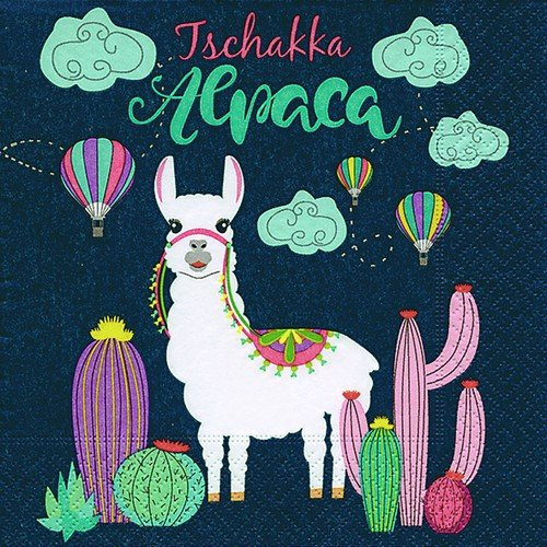 20 Servietten Alpaka um Kakteen/Tiere/Kinder/Spruch 33x33cm