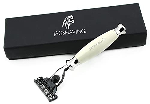 Haryali London Rasierhobel - Nachhaltige Rasierhobel - 3 Rasierklingen Rasierhobel - Rasierhobel Damen - und Herren - Classic Elfenbeinfarbe - Elegantes set