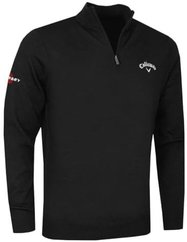 Callaway Men's 1/4 Zip Blend Merino Sweater Girls Jumpers, Black (Black 019), Medium