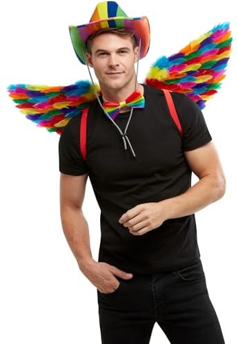 Smiffys Regenbogen Federflugel, 80 cm/31 Zoll Halloween