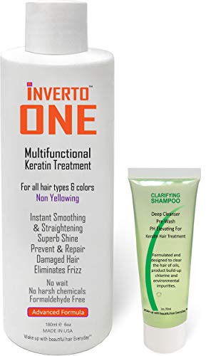 INVERTO ONE 180ml for Long Hair Complex Brazilian Keratin Hair Treatment Blowout Professional Results Straighten and Smooths hair Formaldehyde-Free Queratina Keratina Brasilera Tratamiento Keratin