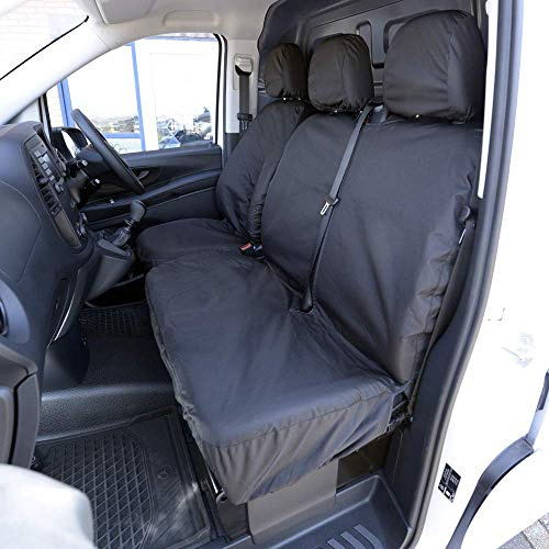 UK Custom Covers SC382B Tailored Heavy Duty Waterproof Front Seat Covers (No Split Passenger Seat) Black - To Fit Mercedes Vito/E-Vito (2014 Onwards)