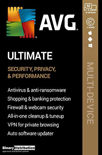 AVG Ultimate 2020, 10 Devices 2 Years, Antivirus+Cleaner+VPN, [PC/Mac/Mobile]