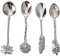 Lot de 4 mini cuillères à dessert sculptées de style royal vintage pour cuisine, salle à manger, bar argenté