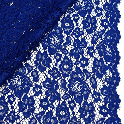 MAGAM-Stoffe Carmen Spitzenstoff Blumen-Spitze Bekleidung Deko Meterware 50cm (Royalblau)