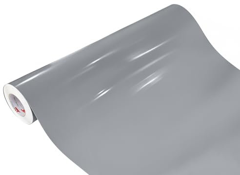 DecoMeister Möbelfolie selbstklebend 100x100 cm | Einfarbig Klebefolie für Möbel | Klebefolie Möbel - einfache Anwendung, ideal für die Renovierung von Küche oder Bad | Möbelfolie | Grau Hochglanz