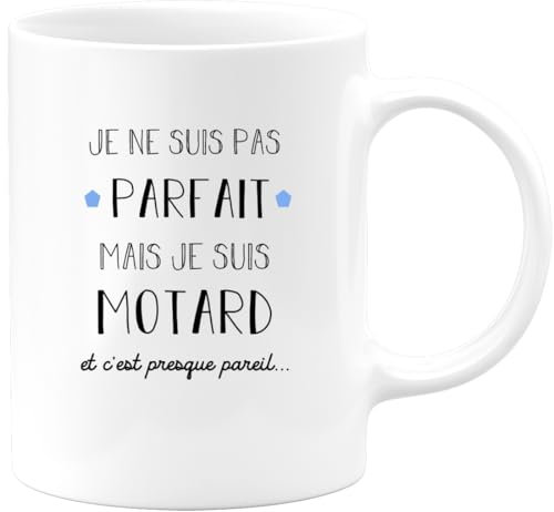 quotedazur - Mug Cadeau Motard Homme - Je Ne Suis Pas Parfait Mais Je Suis Motard - Tasse Cadeau Biker Fan De Moto - Blanc/Céramique