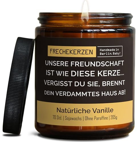 Lustige Duftkerze mit Spruch für Beste FreundIn | Handgemacht aus Sojawachs | In Geschenkbox | Nachhaltiges Geschenk Freundschaft Freundin Freund Partner Schwester BFF |Vanille
