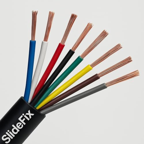 Slidefix Anhängerkabel 8 x 0,75 mm², 25 m, Fahrzeugleitung für PKW und LKW | Schwarze, 8-adrige Leitung für Anhänger und Fahrzeuge; 0,75 mm² Aderquerschnitt, flexibel einsetzbar.