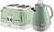Ariete Breakfast Pack Ariete ARPK20 Retro Style Jug Kettle and 4 Slice Toaster Set, Vintage Design, Green