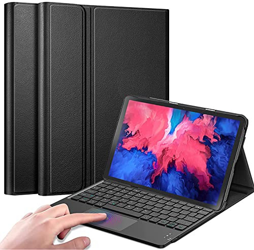 QYiiD Trackpad Funda Teclado para Lenovo Tab P11 / P11 Plus 11 (2021 Release, Model TB-J606F / TB-J606L)11-Pulgadas, Touchpad Inglés QWERTY Teclado Bluetooth Inalámbrico Recargable Folio Case, Negro