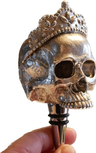 Quirky Gothic Wine Bottle Stopper | Silver with a Tiara | Resin Halloween Party Decorations