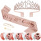 18. Geburtstag Mädchen Schärpe und Tiara, Deko Geschenke für Frauen zum Alles Gute zum Mit 12 Rosegold Konfetti Luftballons