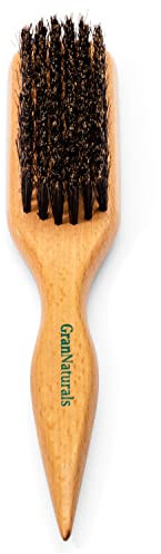 GranNaturals Breite Wildschweinborsten Teasing Brush & Glättungsbürste für glattes Haar, Kantenkontrolle, Rückkämmen für eine schlanke Frisur – Holz-breiter Rattenschwanz zum Haarteilen