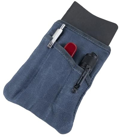Hide & Drink Multitool-Tasche, kompakte, vielseitige EDC-Reißverschlusstasche, Mini-Camping-Tool-Etui, gewachstes Canvas, Messerholster, handgefertigter schlanker Organizer (Blau)