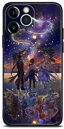 HEMINJYJEF Modische japanische Anime weiche Silikonhülle Manga-Design Schutzhülle Handyhüllen (Xiao, Lumine, und Zhongli Genshin, für iPhone 11 Pro)