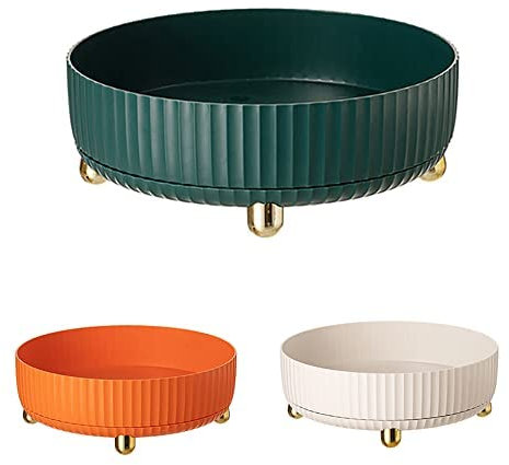 Rack de stockage rotatif Plateau Tournant pour épices Condiment Rangement de Cuisine Plateau Rond Socle Salle à Manger Organisateur Epices pour Épices Bouteilles d'huile Pots (Orange)