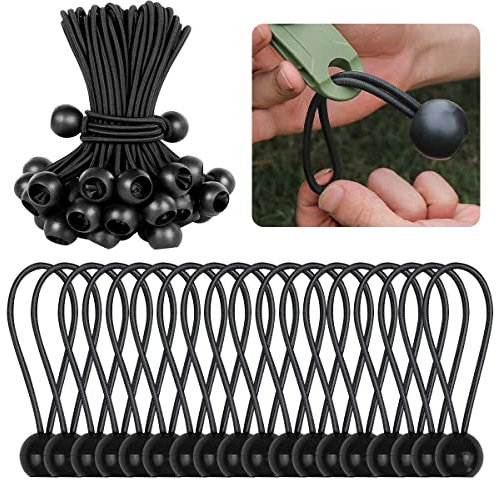 50 Piezas Tensores Elásticos,Tensor Bola Tensores,Tensor de Goma,Tensor Elastico,Cuerda Elástica para Lonas,Pabellones,Tiendas de Campaña,Camping