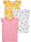 Simple Joys by Carter's Short-Sleeve Shirts And Tops, Pack of 3 T-Shirt, Giallo Fiori/Grigio A Pallini/Rosa, 5-6 Anni (Pacco da 3) Bambine e Ragazze